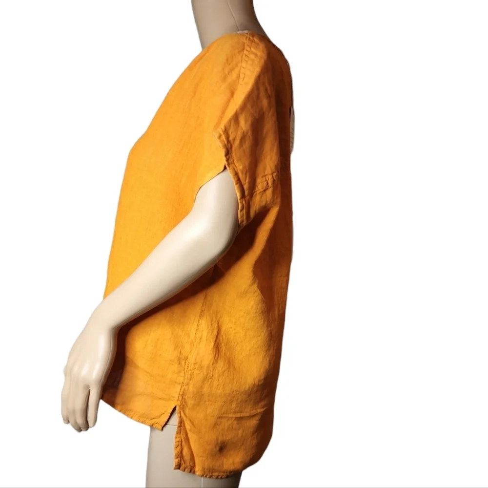 100%‎ Linen NWT House of Harlow Embroidered Orange Blouse Top Shirt Size M